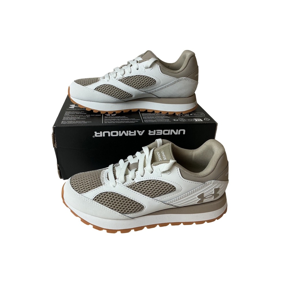 Under Armour Women's White and Taupe Athletic Sneakers